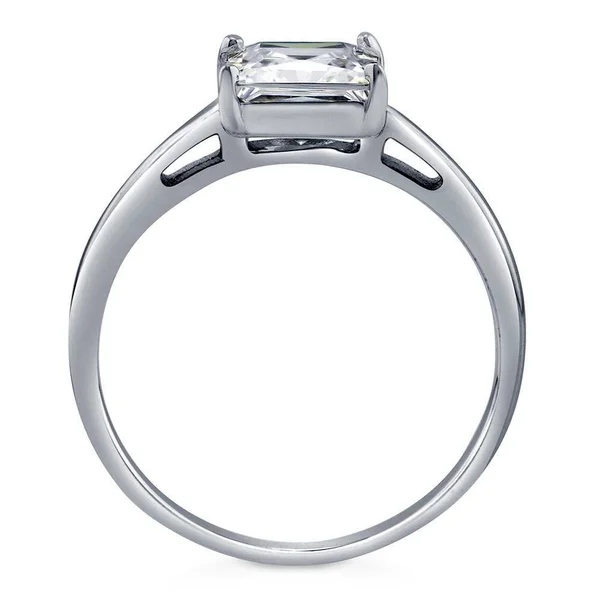 BERRICLE Sterling Silver Princess Cut Cubic Zirconia CZ Solitaire Promise Wedding Engagement Ring 1.6 CTW Size 10.5