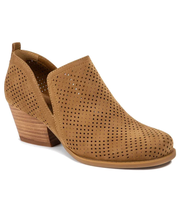 Baretraps Rizzo Womens Suede Block Heel Ankle Boots, Cognac