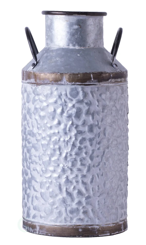 Vintiquewise Rustic Farmhouse Style Galvanized Metal Milk Can Decoration Planter and Vase - Large