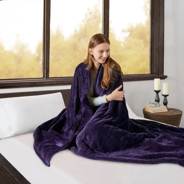 Beautyrest Heated Microlight to Berber Blanket - Purple - King