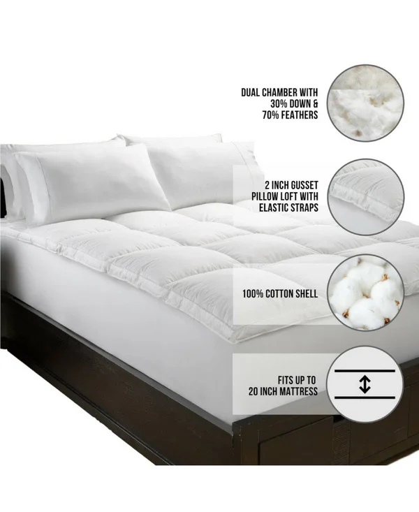 White Goose Down Feather Bed - Cal King
