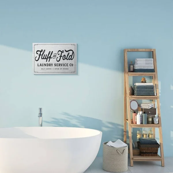 Stupell Industries Fluff and Fold Laundry Room Vintage Country Sign Canvas Wall Art Design by Lettered and Lined, 24 inch x 30 i