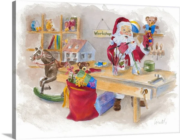 Santa's Workshop, Canvas Wall Art, 24x18, Great Big Canvas