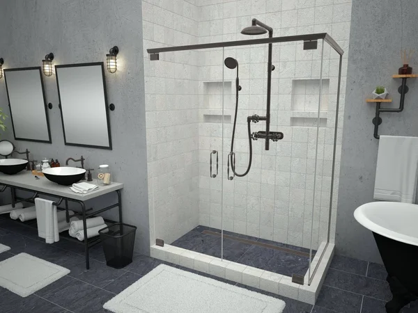 Tile Redi Double Threshold Shower Base with Designer Grate - Bronze