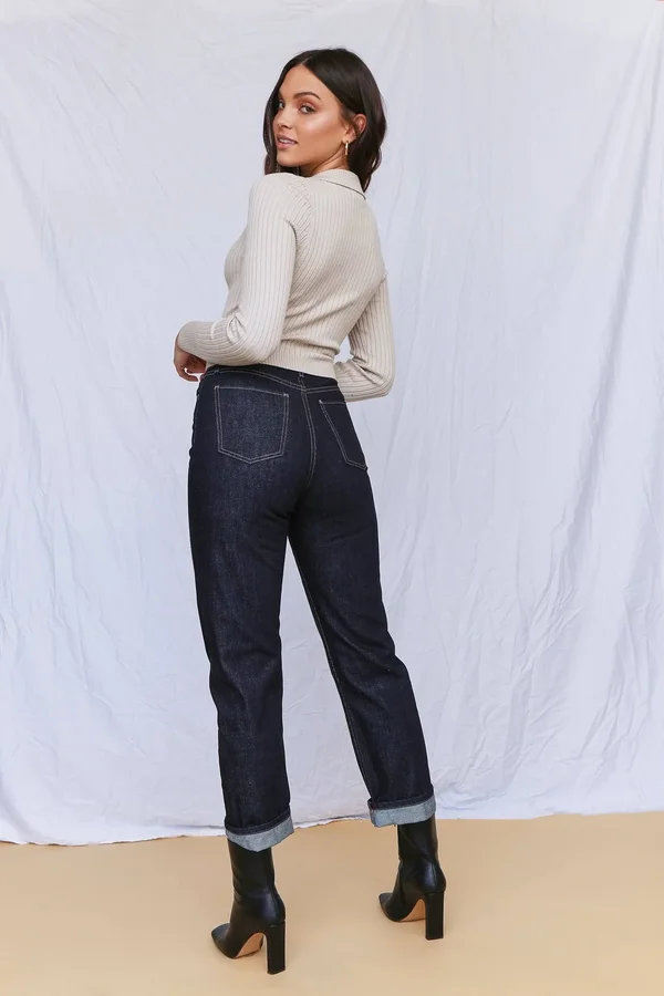Womens Heaven High Rise Relaxed Mom Jean in Dark Denim Size 30 by Fashion Nova