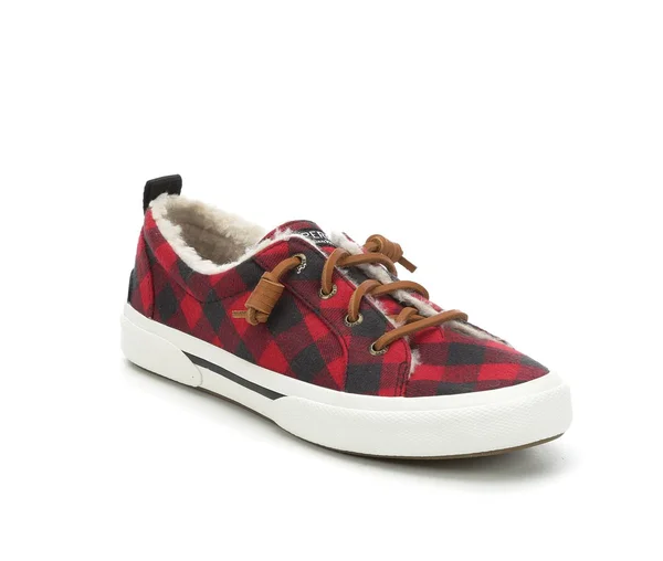 Women's Sperry Pier Wave Check Slip-On Shoes in Red/Black Size 11 Medium