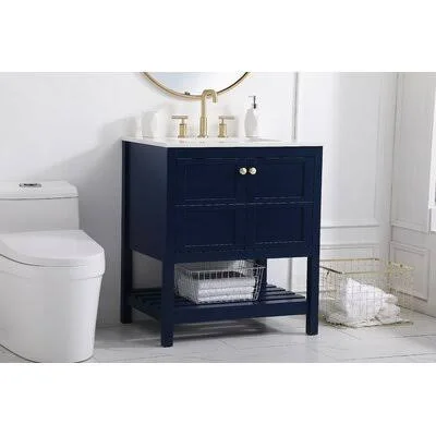 Whalton 30x22 Single Bathroom Vanity Set Beachcrest Home Base Finish: Blue - Hardware Finish: Gold