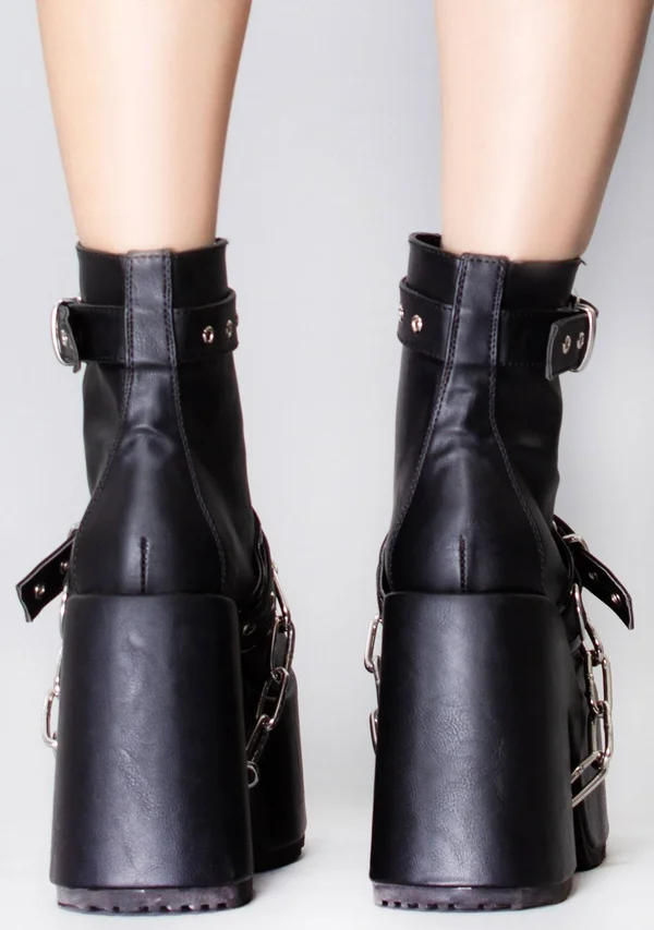 Demonia - Womens CAMEL-205 Boots Black Vegan, Size-7