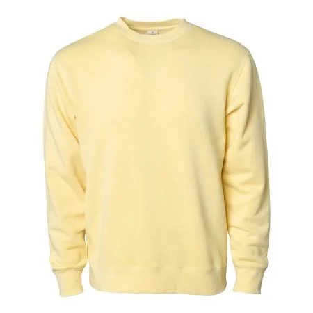 New - MMf - Independent Trading Co. - Unisex Midweight Pigment-Dyed Crewneck Sweatshirt - Men's, Size: Small, Yellow