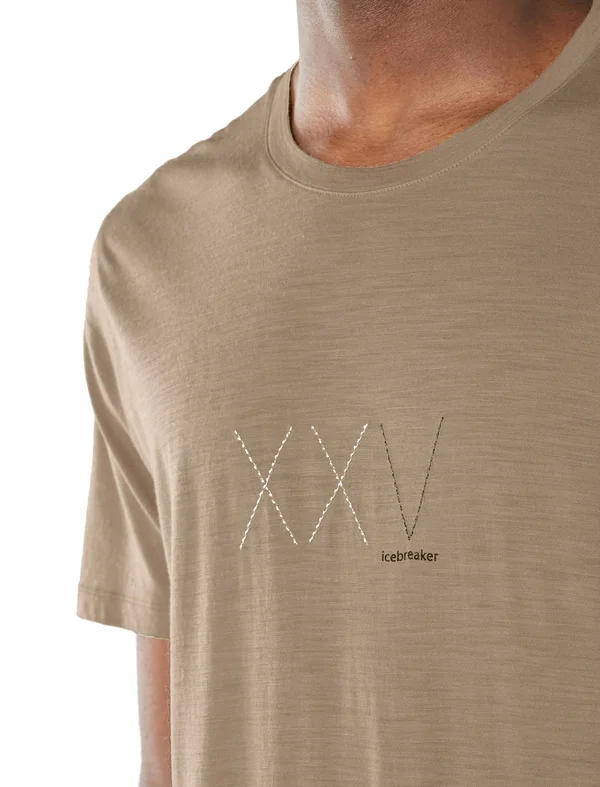 Icebreaker Men's Nature Dye Merino Tech Lite Short Sleeve Crewe T-Shirt Anniversary XXV - Size Large, Almond, Merino Wool/Nylo