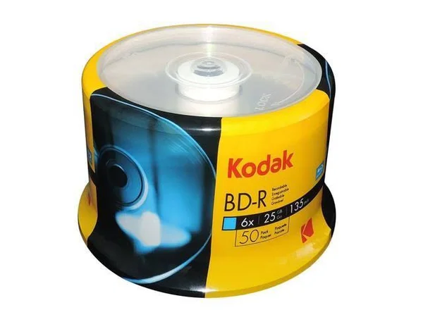100-Pack Kodak Logo Top 6X BD-R BLU-RAY Blank Disc Media 25GB Cake Box