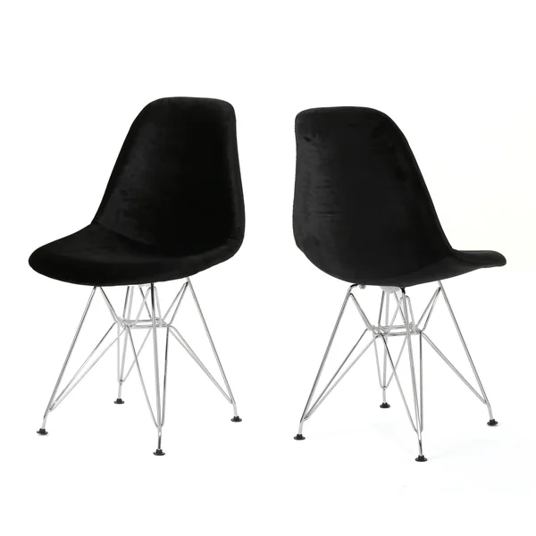 Christopher Knight Home Wilmette Mid-Century Velvet Eiffel Dining Chair (Set of 2) by - Black