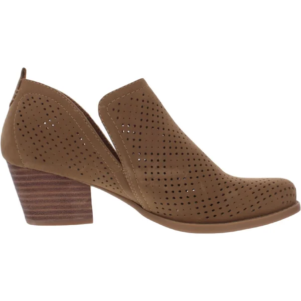 Baretraps Rizzo Womens Suede Block Heel Ankle Boots, Cognac