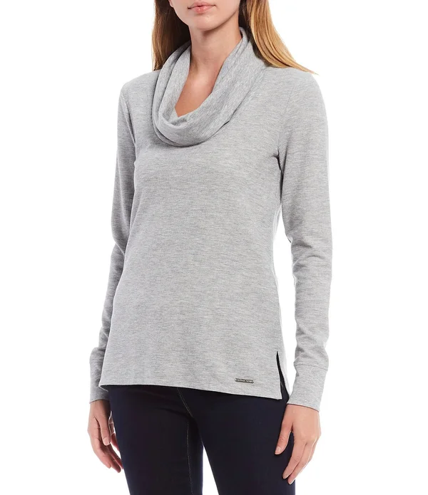 Michael Michael Kors Waffle Knit Cowl Neck Long Sleeve Top - XL