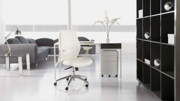 25.50x22 x 27x22 x 42.75x22 Low Back Office Chair in White with Polished Aluminum Base