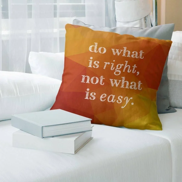 Quotes Faux Gemstone Do What Is Right Quote Pillow (Indoor/Outdoor) - 20 x 20 - Square - Zipper Closure - Large - Polyester