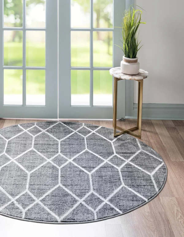 Unique Loom Matrix Trellis Deco Rug - 5& 0 x 5& 0, Round