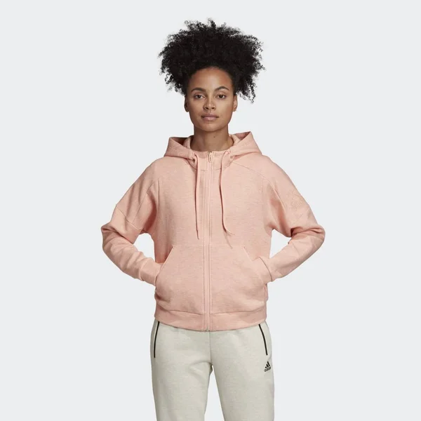 Adidas Women's ID Melange Hoodie, Large, Glow Pink