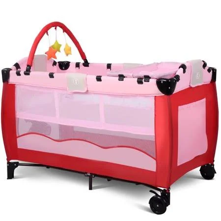 Costway Travel Playard with Bassinet - Pink