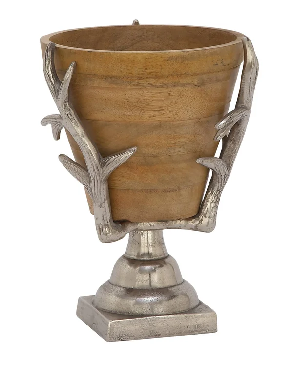 68882 Unique Aluminum Wood Antler Bowl