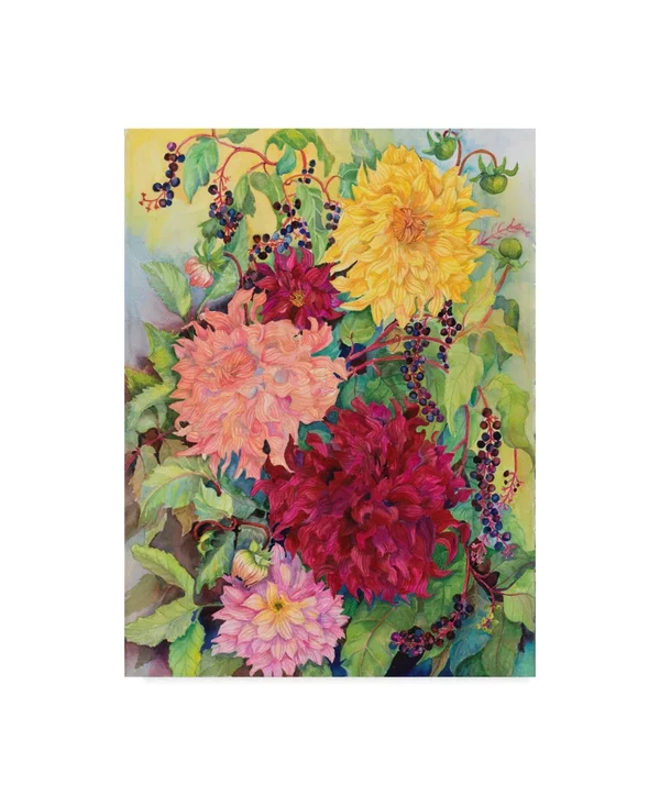 Trademark Fine Art Ali30588-C2432Gg Joanne Porter 'Dahlias and Wild Be