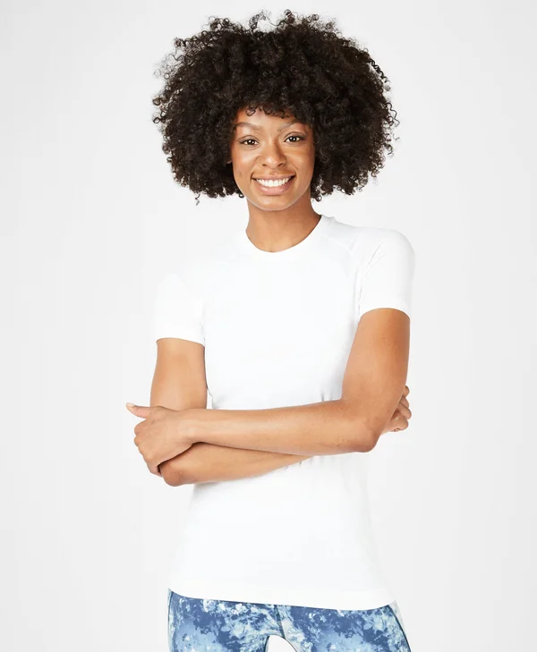 Sweaty Betty Athlete Seamless Workout T-Shirt, White, Women's XLarge