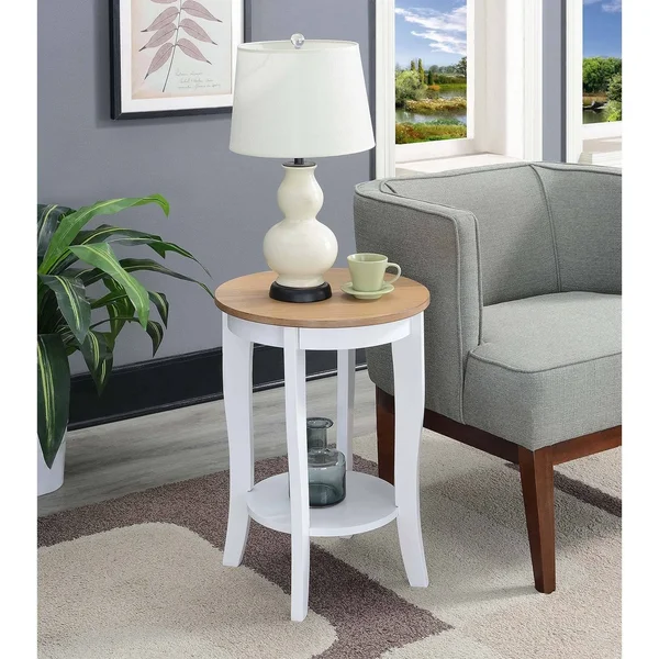 Copper Grove Aubrieta Round Side Table Driftwood/White