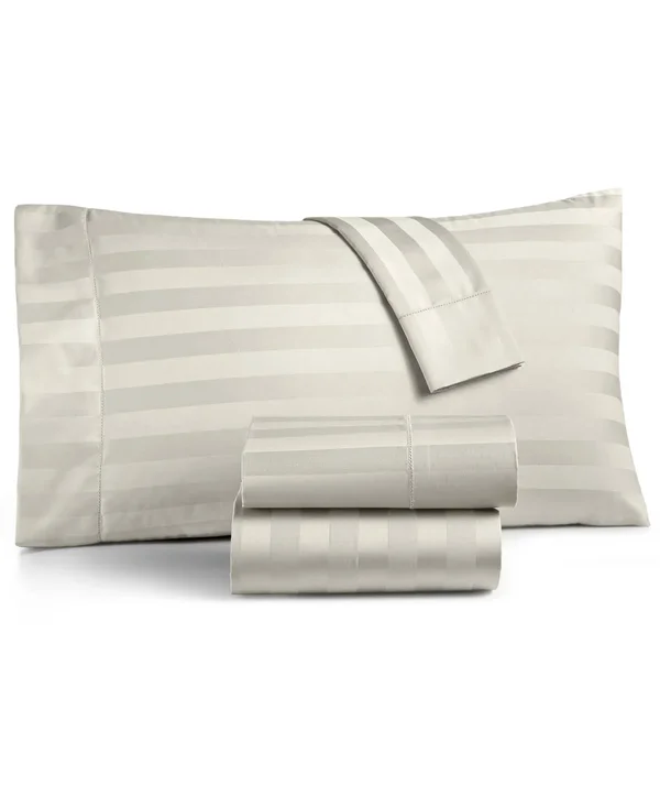 Charter Club Damask 1.5x22 Stripe Extra Deep Pocket Queen 4-pc Sheet Set - 550 Thread Count 100% Supima Cotton, Created for Macy&