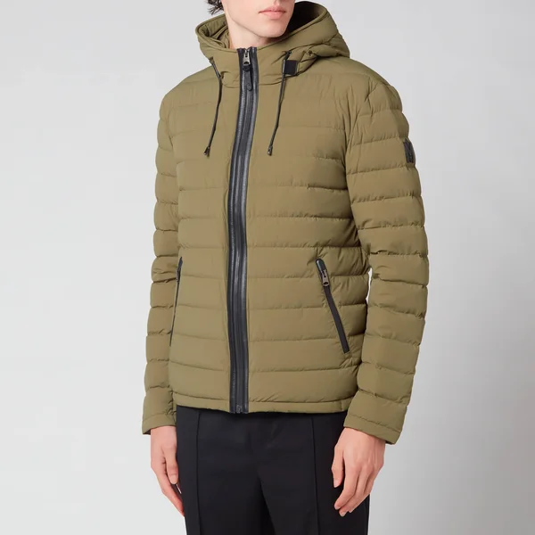 Mackage Men's Mike Stretch Lightweight Down Jacket with Hood - Olive - 40/M
