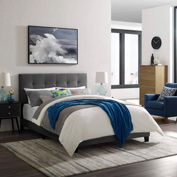 Modway Amira Twin Performance Velvet Bed - Gray