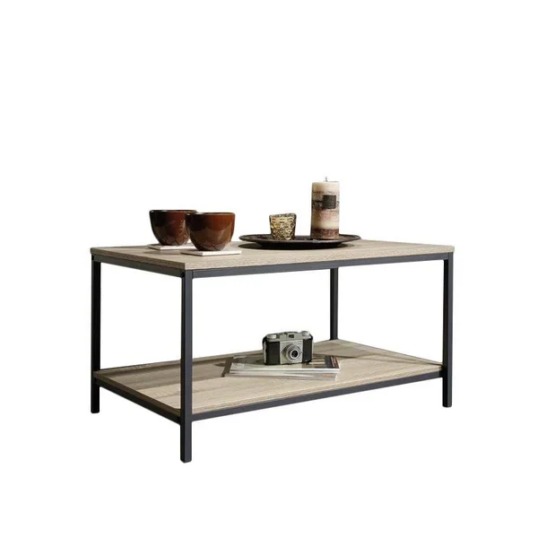 Home Square 4 Piece Living Room Set with Storage TV Stand, Coffee Table, and Set of 2 End Tables in Charter Oak
