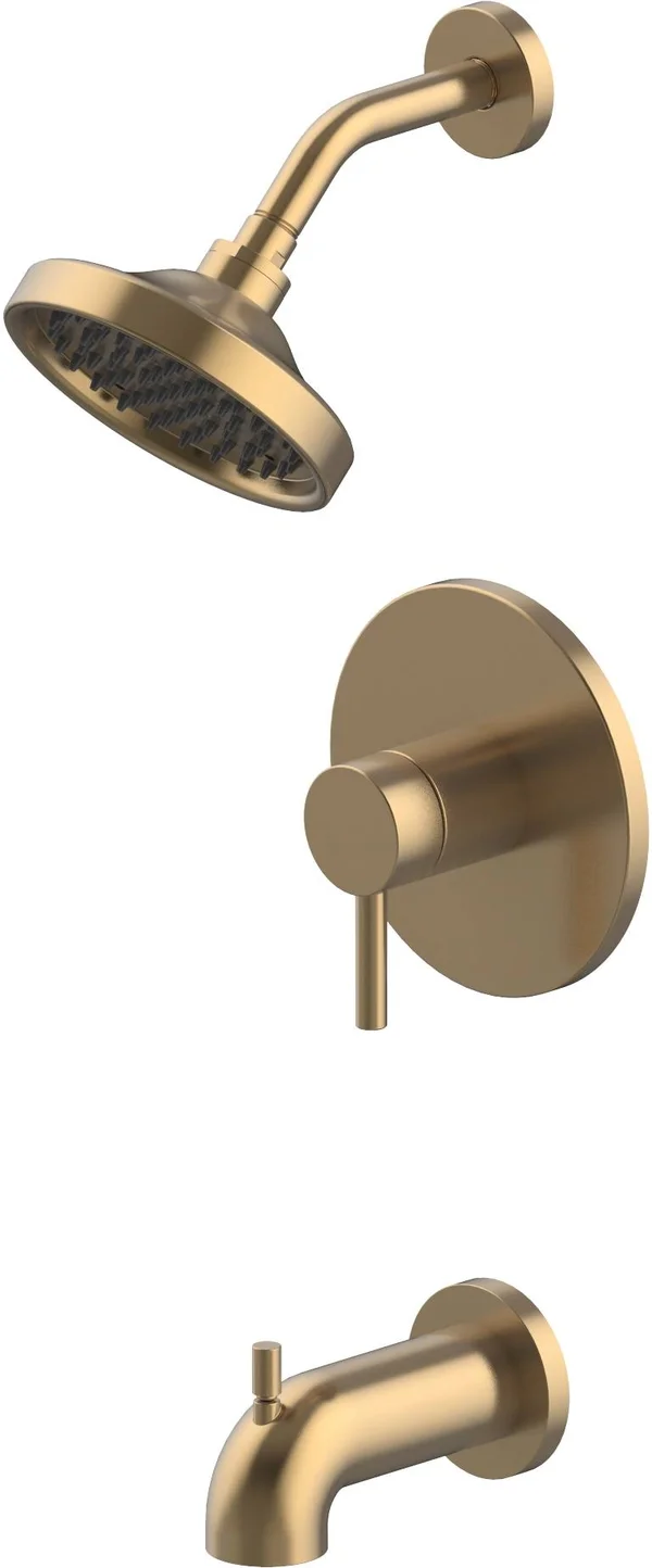 Allen + Roth Harlow Brushed Brass 1-Handle Bathtub and Shower Faucet with Valve - 873X-568204