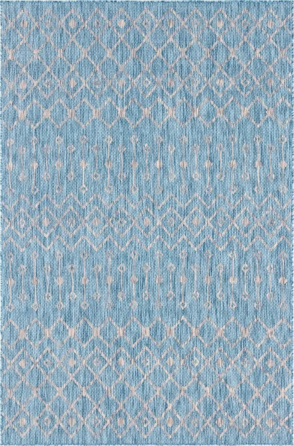Unique Loom Outdoor Tribal Trellis Rug - 6& x 9& - Aqua Blue