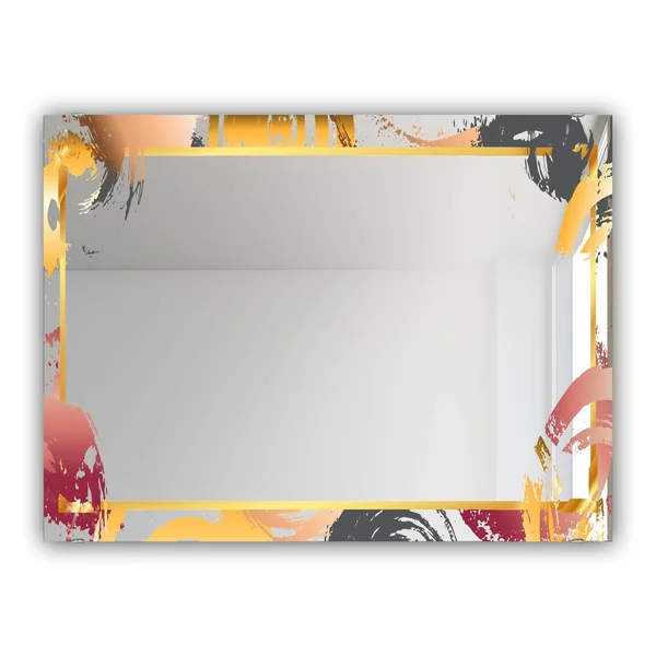 Designart 'Gold and Pink Frame 13' Glam Mirror - Modern Vanity Mirror - 31.5 in. Wide x 23.7 in. High