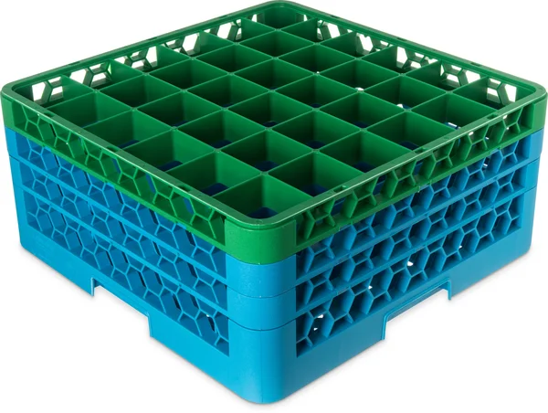 Carlisle RG36-3C413 - OptiClean Dishwasher Glass Rack, 36-compartments (2-15/16x22 x 2-15/16x22) with (3) Color-Coded Extenders
