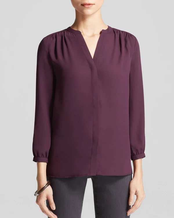 Nydj Women's Pintuck Blouse in Quincy Fresco - Regular, Size: Large, Denim