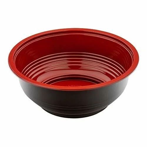 Medium Asian Panda Microwavable Bowl - BPA Free PP Black and Red with Clear Lid - Catering & Takeout - 24 oz - Plastic - Dis