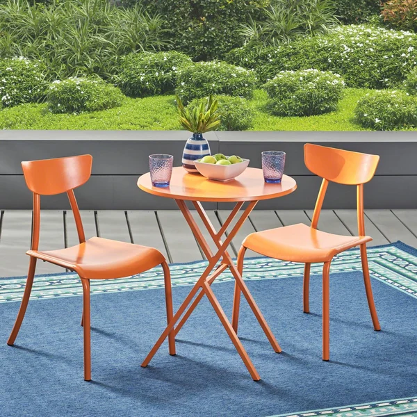 Christopher Knight Home Taro Outdoor Bistro Set by, Orange
