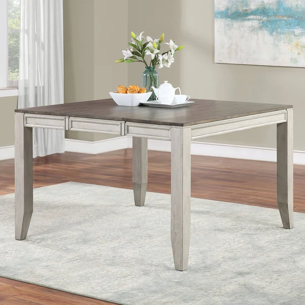 The Gray Barn Aldrich Two-Tone Smokey Counter Height Table - Smokey Alabaster and Honey Brown