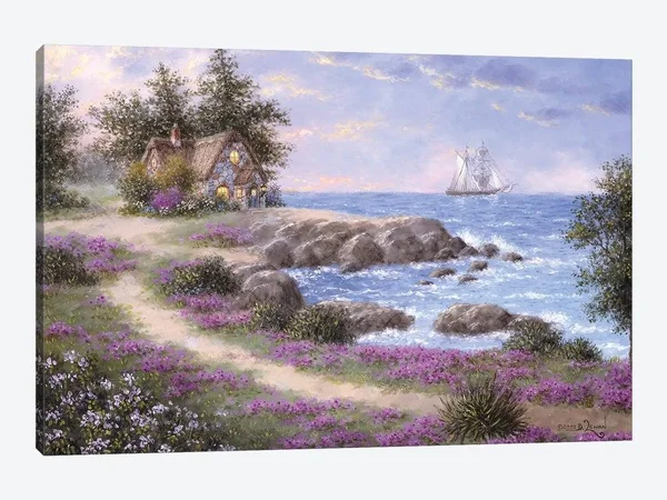 iCanvas Rocky Cove Art by Dennis Lewan Canvas Art Wall Decor ( scenic & landscapes > Country > villages & towns