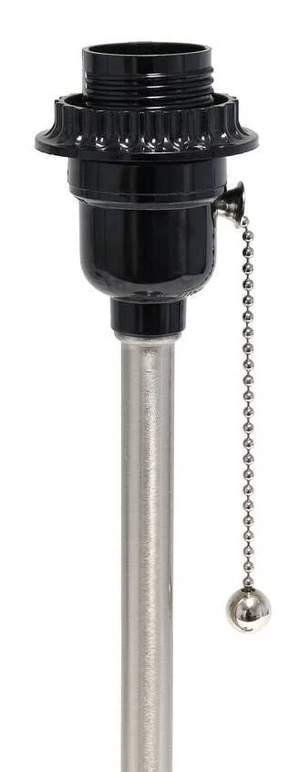 Limelights Brushed Steel Stick Lamp with Charging Outlet and Fabric Shade 2 Pack Set - Navy