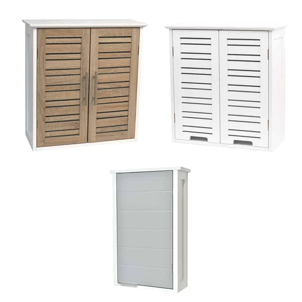 Evideco Bathroom Wall Mounted Storage Cabinet Wood Miami White