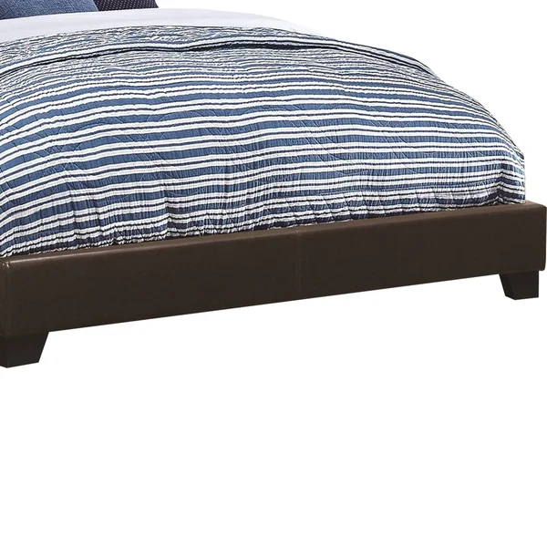 Benzara - Leather Upholstered Queen Size Platform Bed - Brown, 64.25in x 86.25in x 45.75in