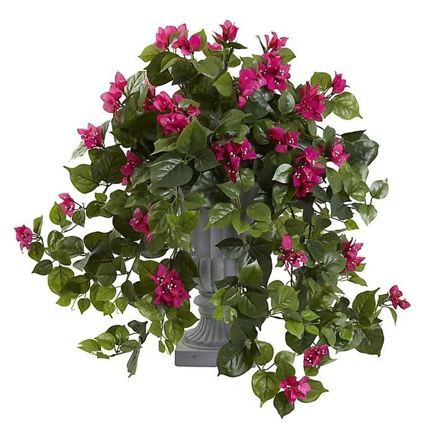 Nearly Natural 27x22 Pink Bougainvillea in Grey Urn Multi