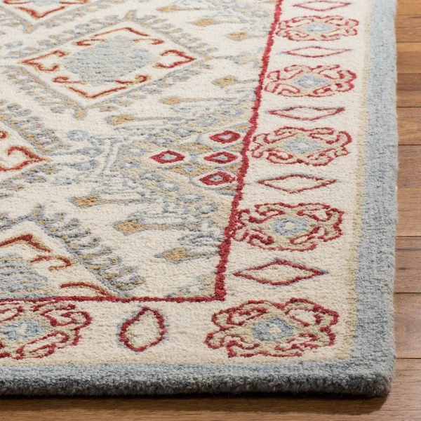 Safavieh Micro-Loop MLP511M 4&0x22 x 6&0x22 Ivory, Blue Area Rug