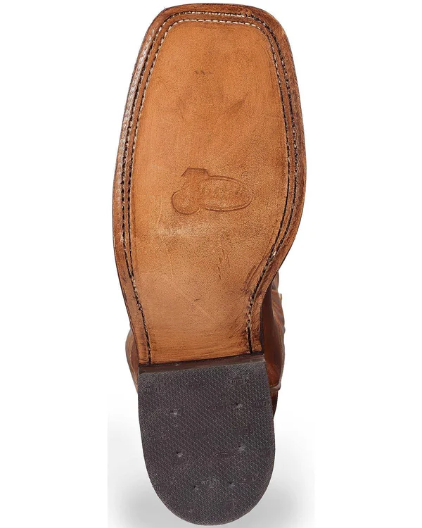 Justin Men's Bent Rail Western Boots - Distressed Cognac