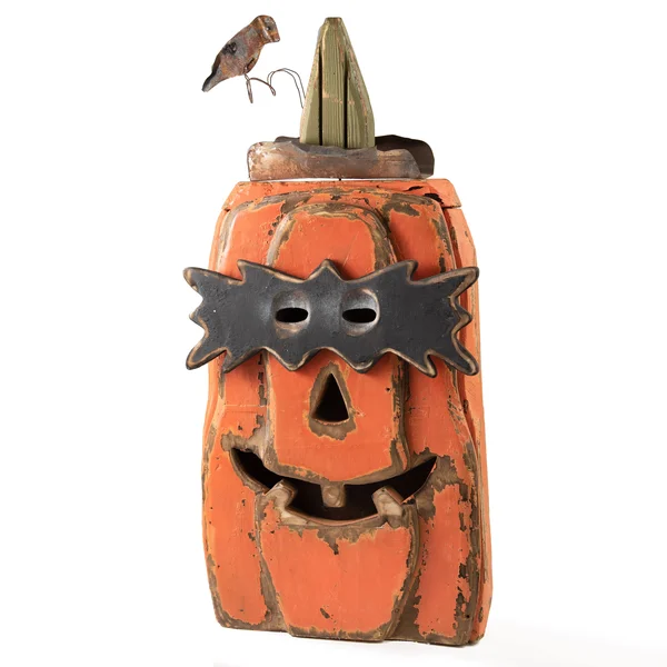 31 Orange Wooden Pumpkin with Mask