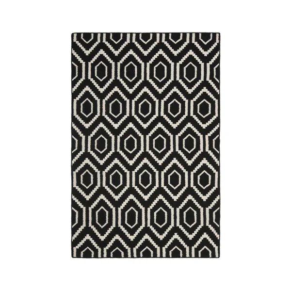 Safavieh 8& x 10& Dhurries DHU556L Black, Ivory Rug