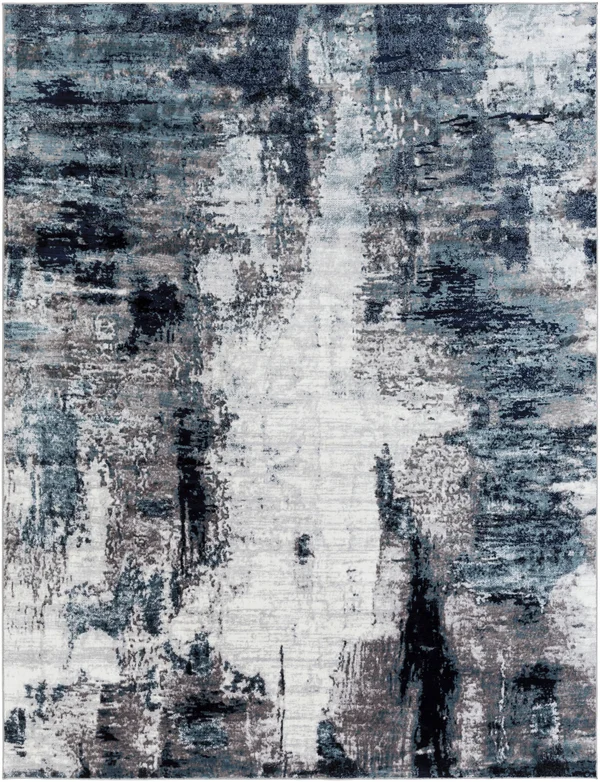 Modern BHS-0065995-P Turkish Polyester Aqua Abstract Area Rug