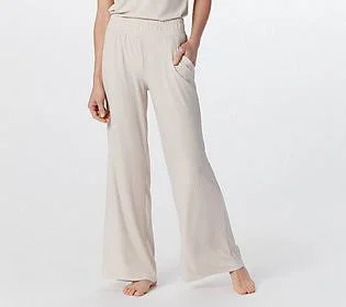 Cuddl Duds Wide Rib Wide Leg Pants - Size 3X, Oatmeal Heather
